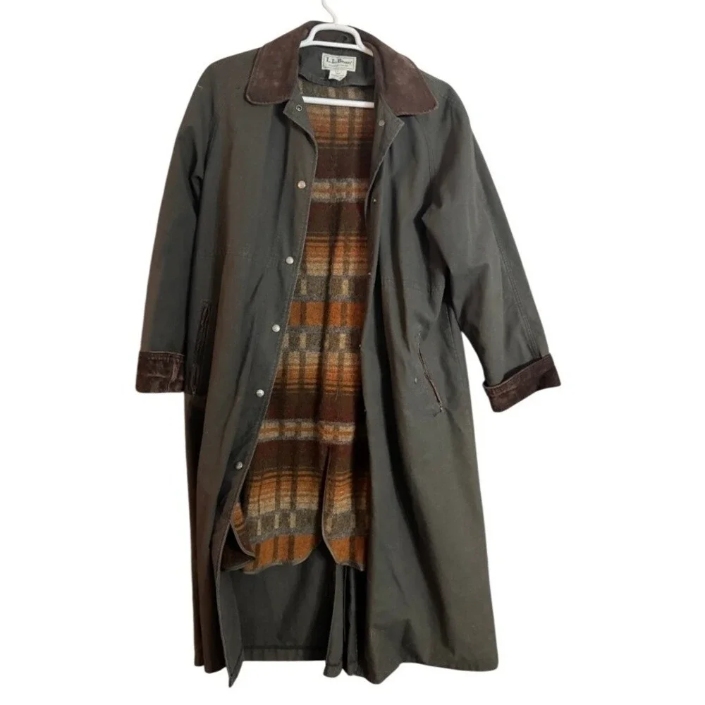 Vintage Long LL Bean Olive Jacket - Picture 3 of 16